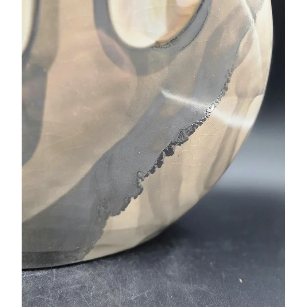 Vintage Neilson Iridescent Art Pottery Hollywood Regency Ceramic Oval Vase 7.75